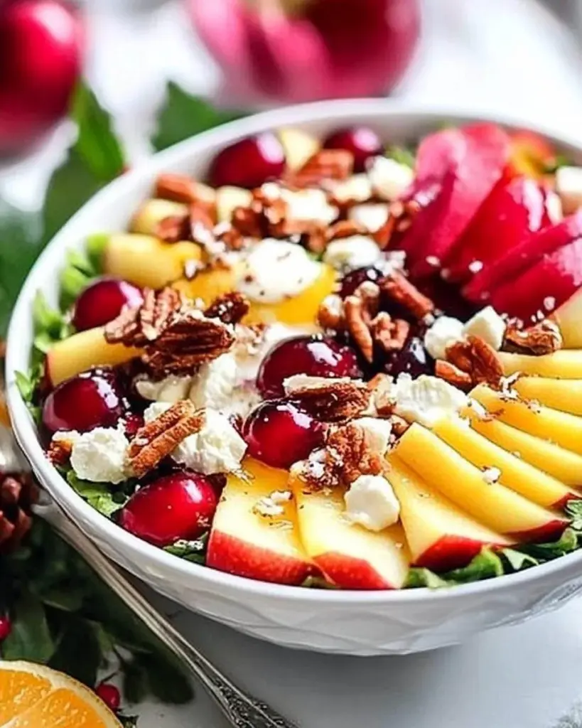 Irresistible Christmas Apple Salad with fresh apples and festive toppings