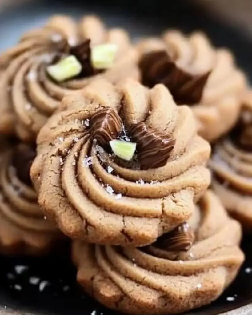 Delicious melt-in-your-mouth coffee butter cookies on a festive plate
