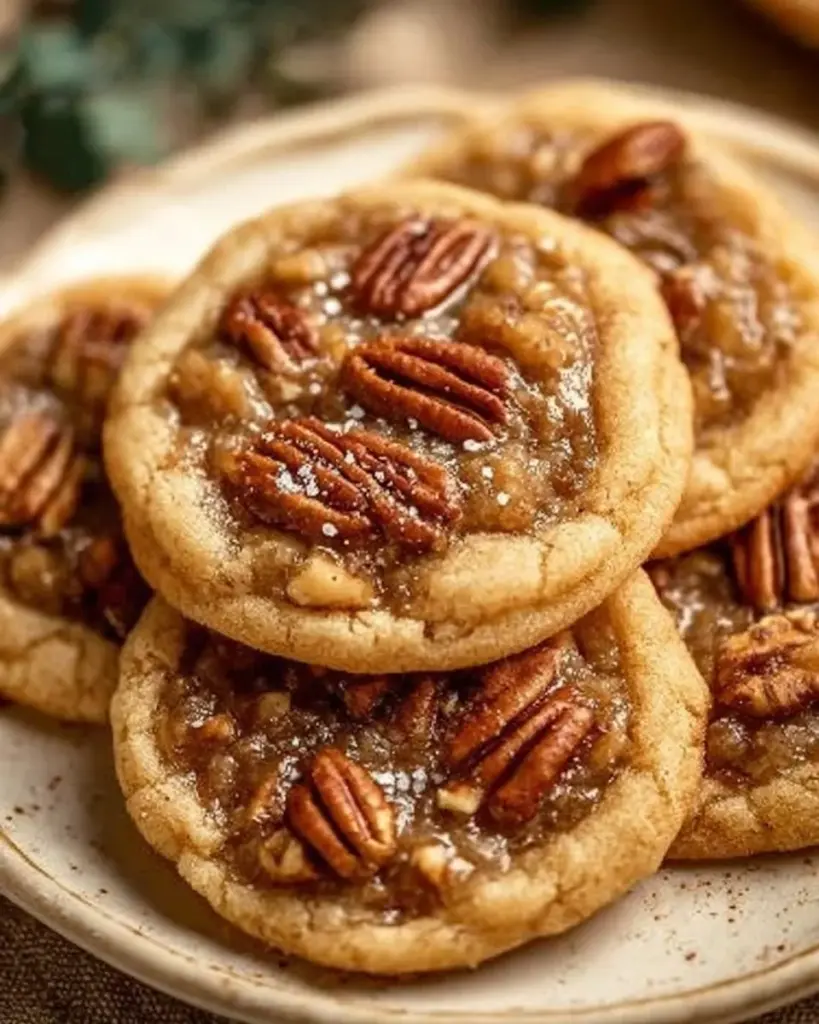 Delicious homemade pecan pie cookies on a baking tray