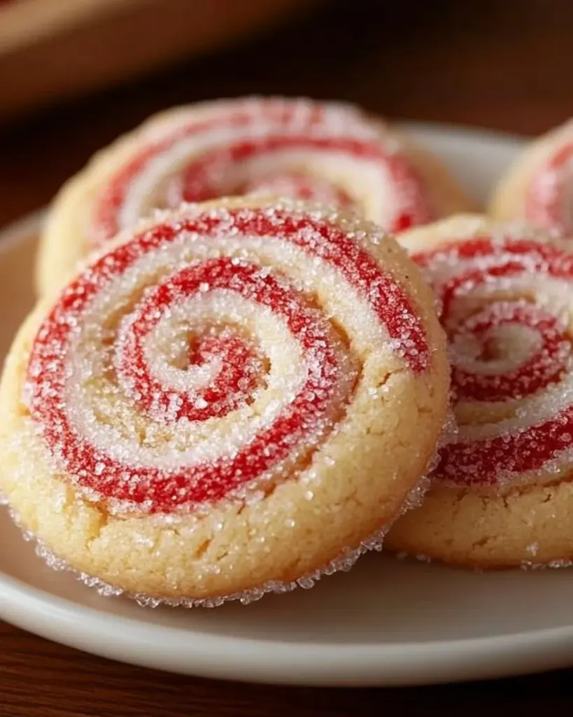 Delicious peppermint swirl cookies decorated with red and white icing