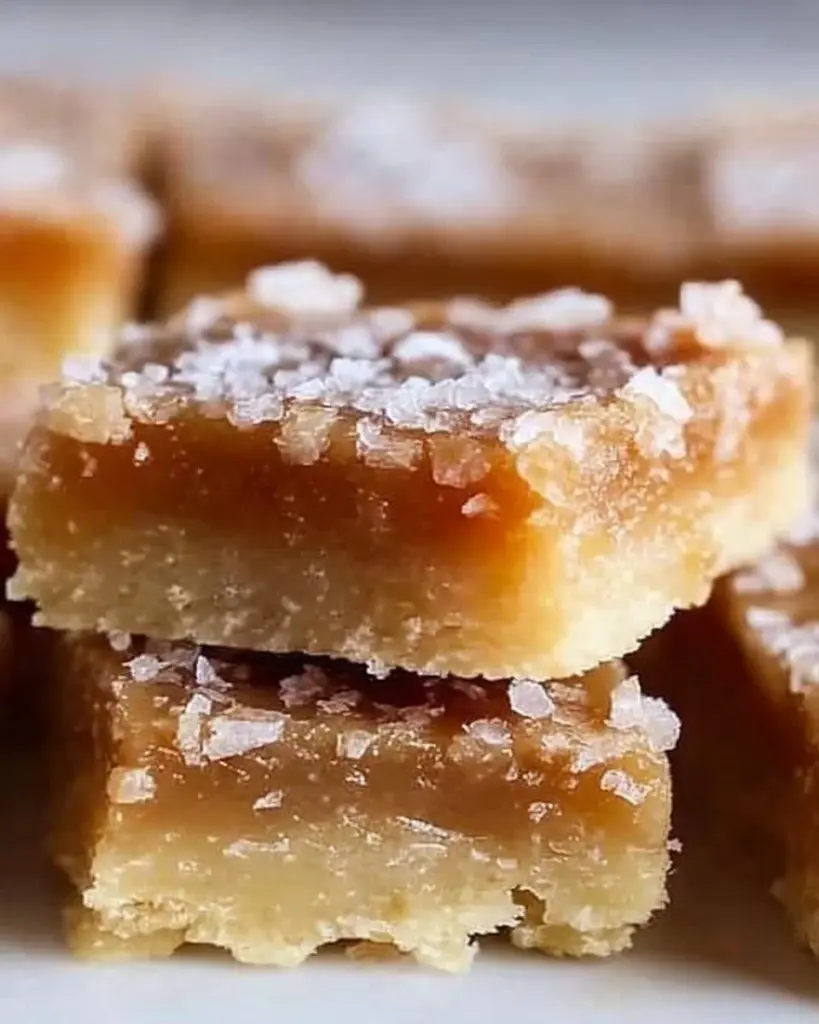 Delicious salted caramel butter bars with a rich caramel glaze on top.