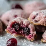 Delicious sparkling sugarplum cranberry cookies with a festive decoration