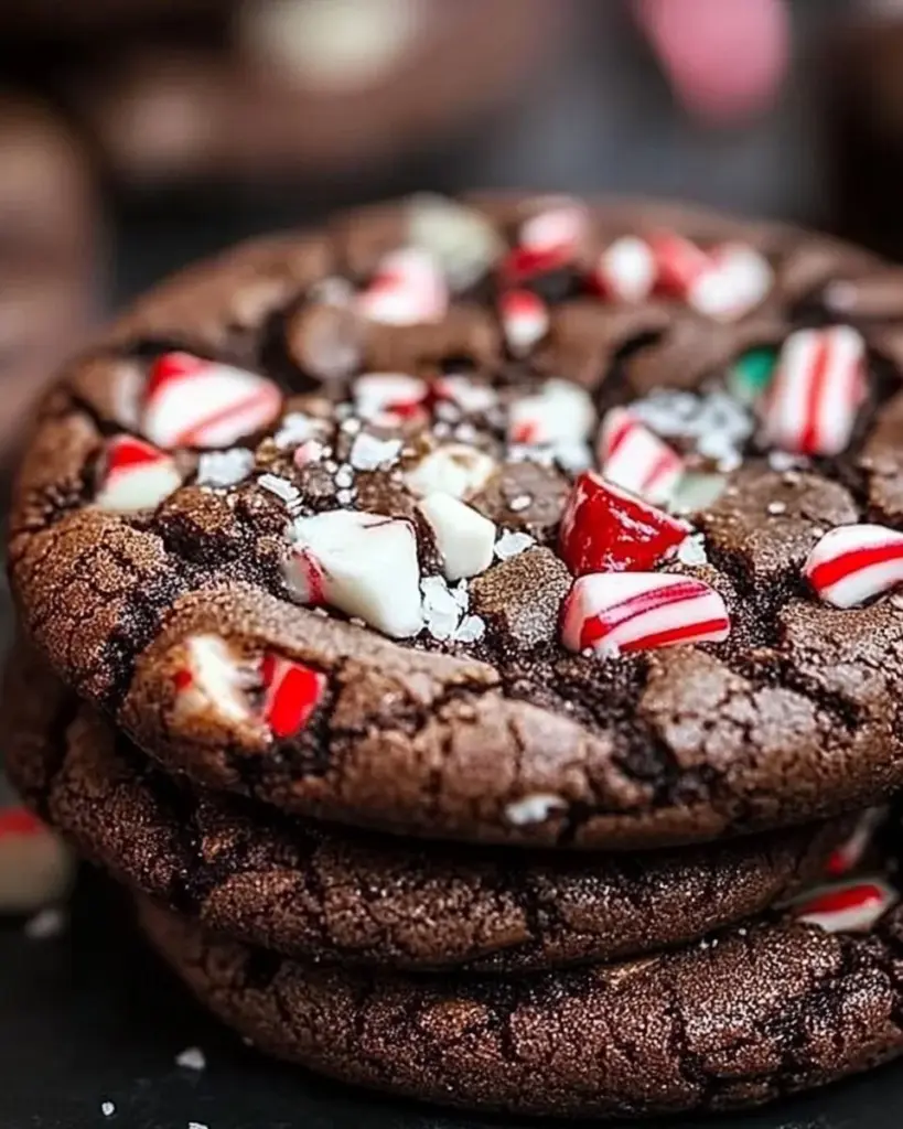 Delicious ultimate chocolate peppermint cookies on a baking tray