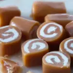 Delicious vanilla cream caramels in a decorative box