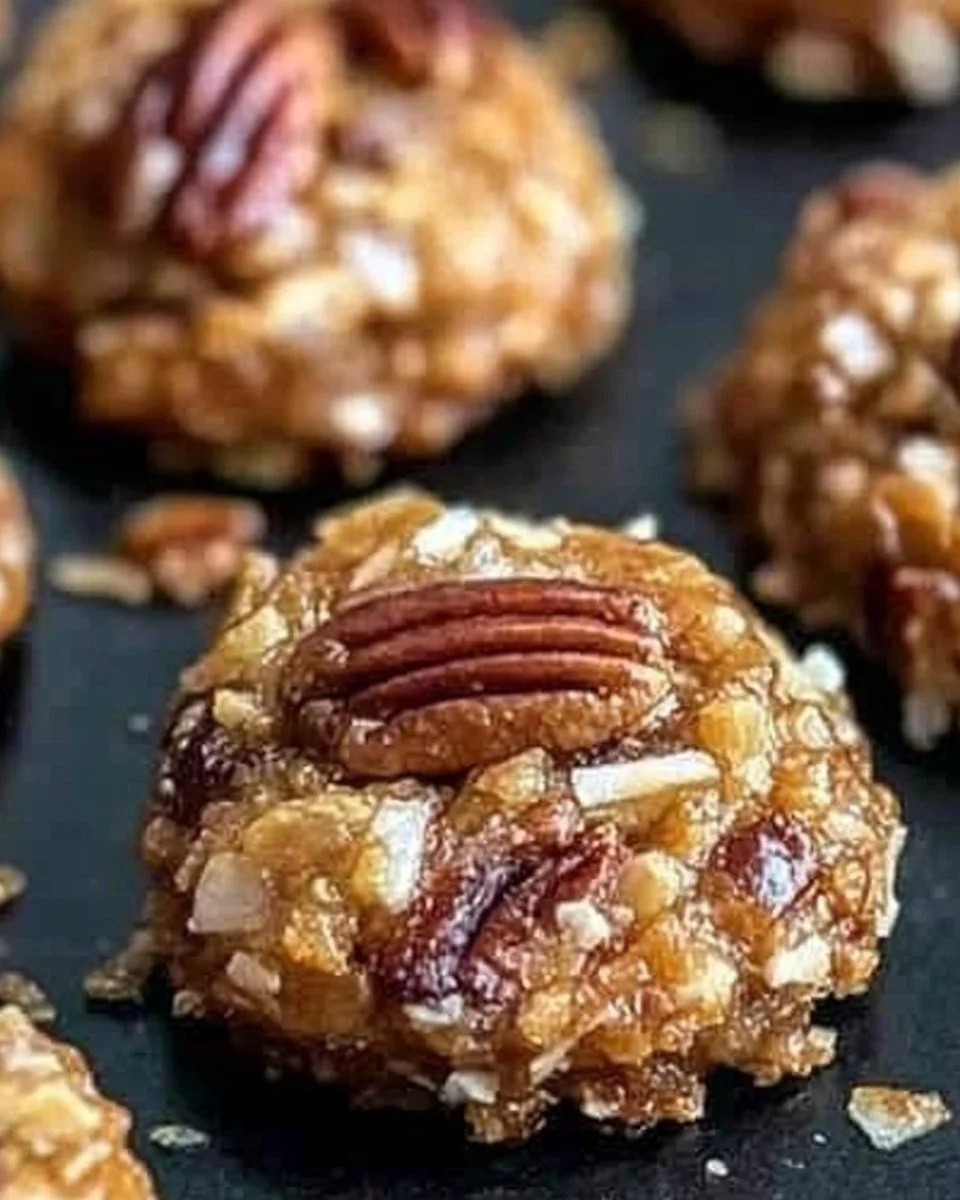 No-Bake Pecan Coconut Praline Cookies