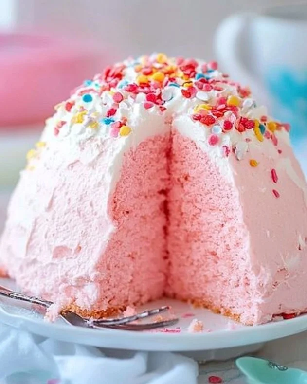 Soft Pink Angel Food Cake