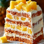 Delicious Hawaiian Carrot Pineapple Cake with moist layers and tropical flavor.