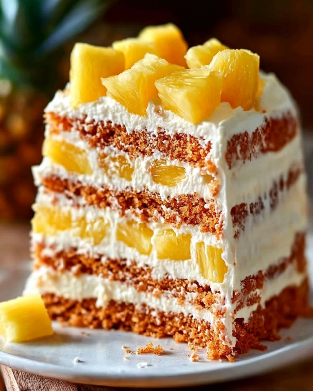 Delicious Hawaiian Carrot Pineapple Cake with moist layers and tropical flavor.