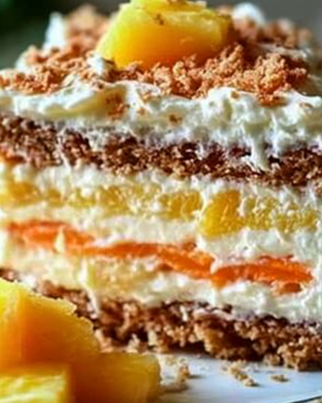 Delicious Hawaiian Carrot Pineapple Cake with moist layers and tropical flavor.