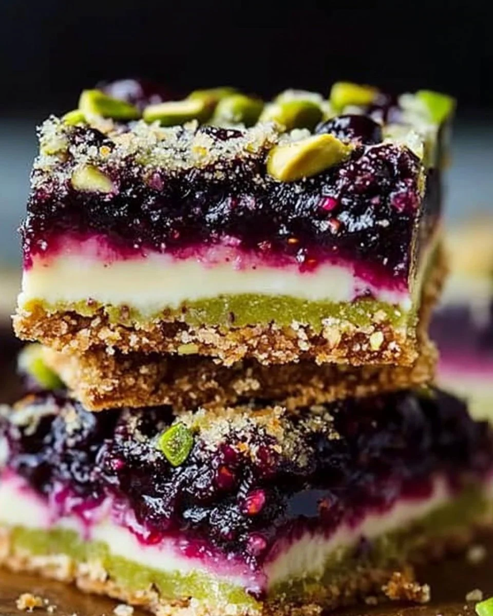 Blackberry Pistachio Dream Bars