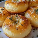 Golden Crust Garlic Rosemary Focaccia Muffins ready to serve on a plate.