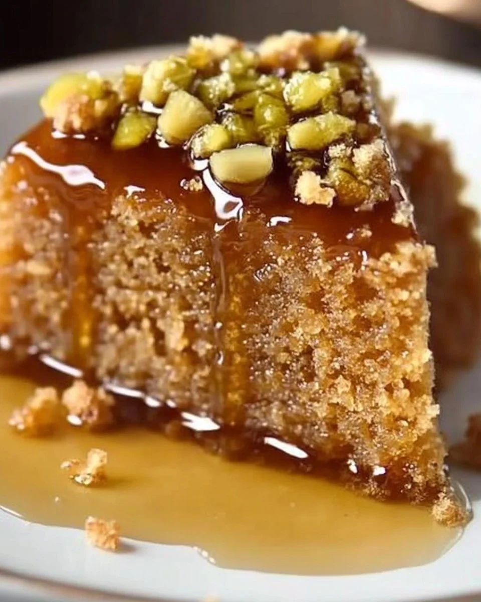 Greek Honey Cake honey cake Delicious slice of Greek Honey Cake topped with honey and nuts