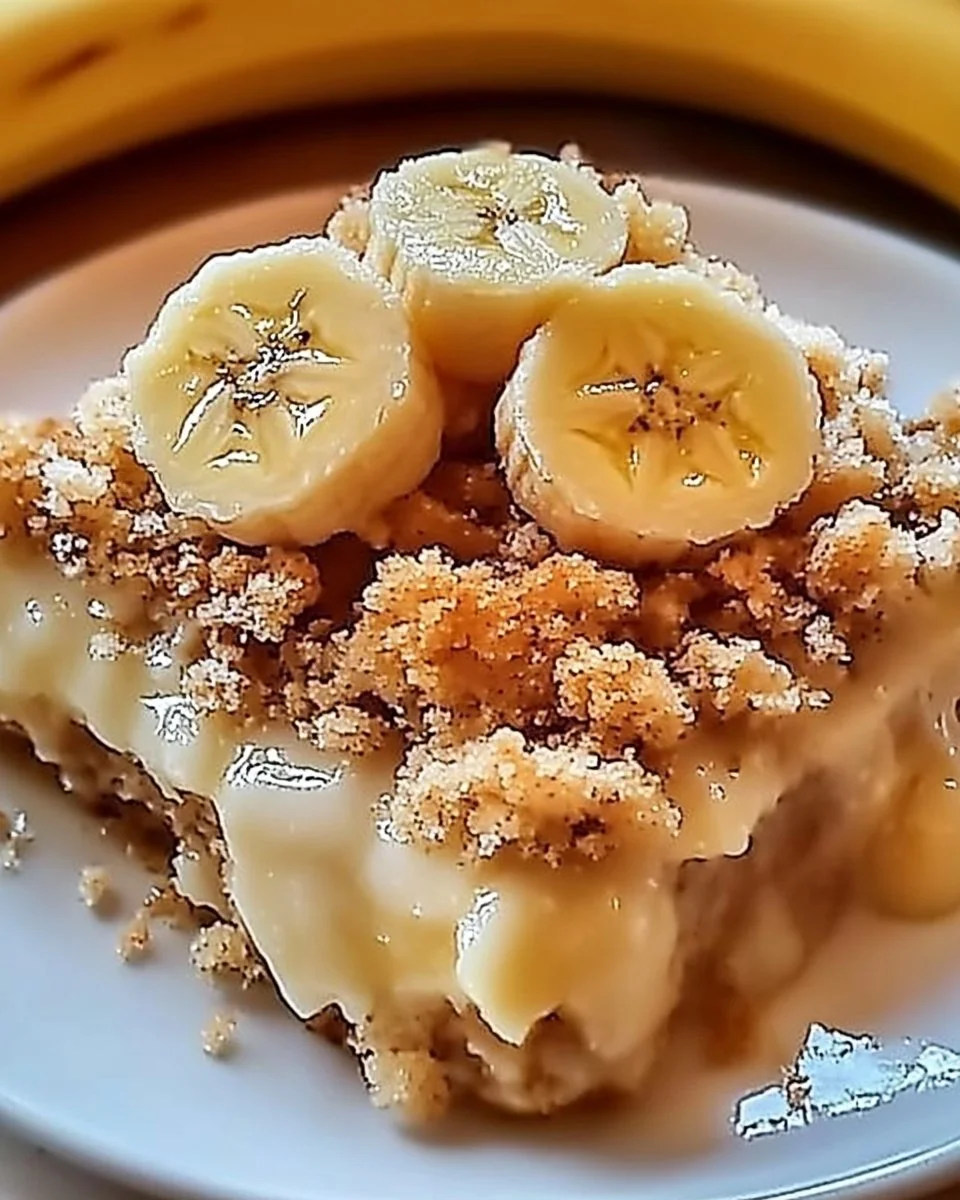 Delicious Southern banana cobbler dessert served warm with a scoop of ice cream