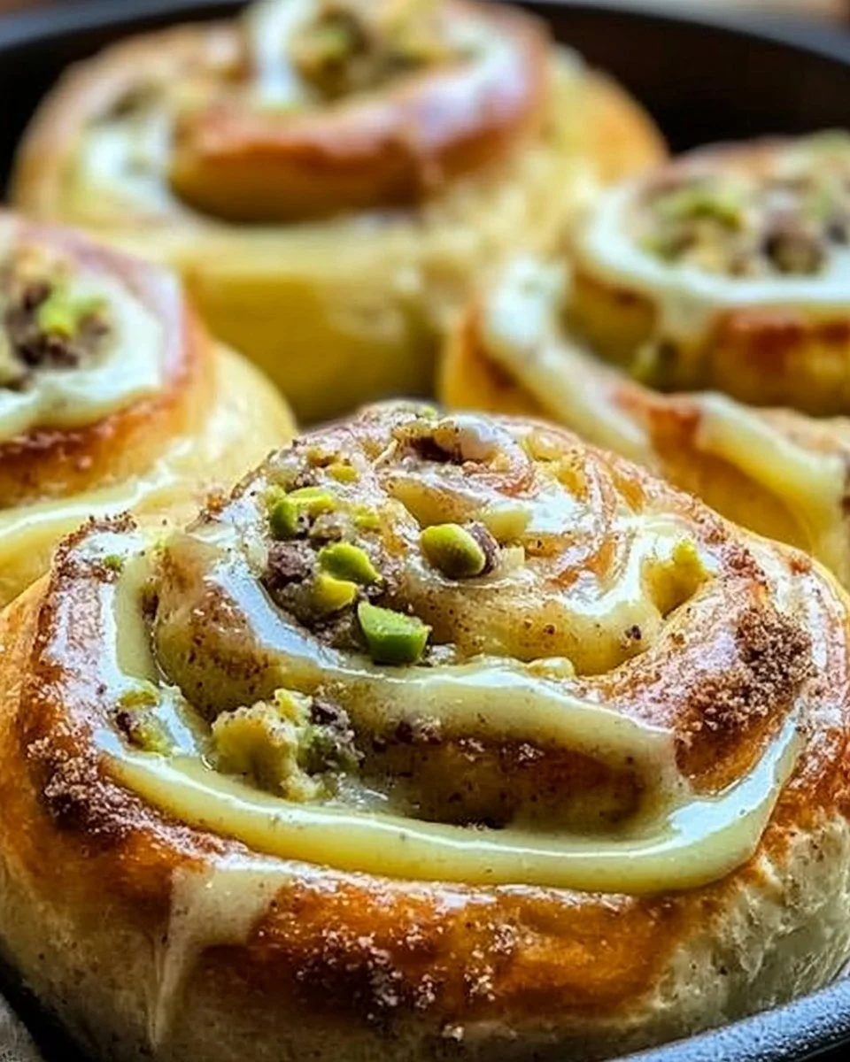 Warm Pistachio Cream Cinnamon Rolls for a Cozy Morning Treat