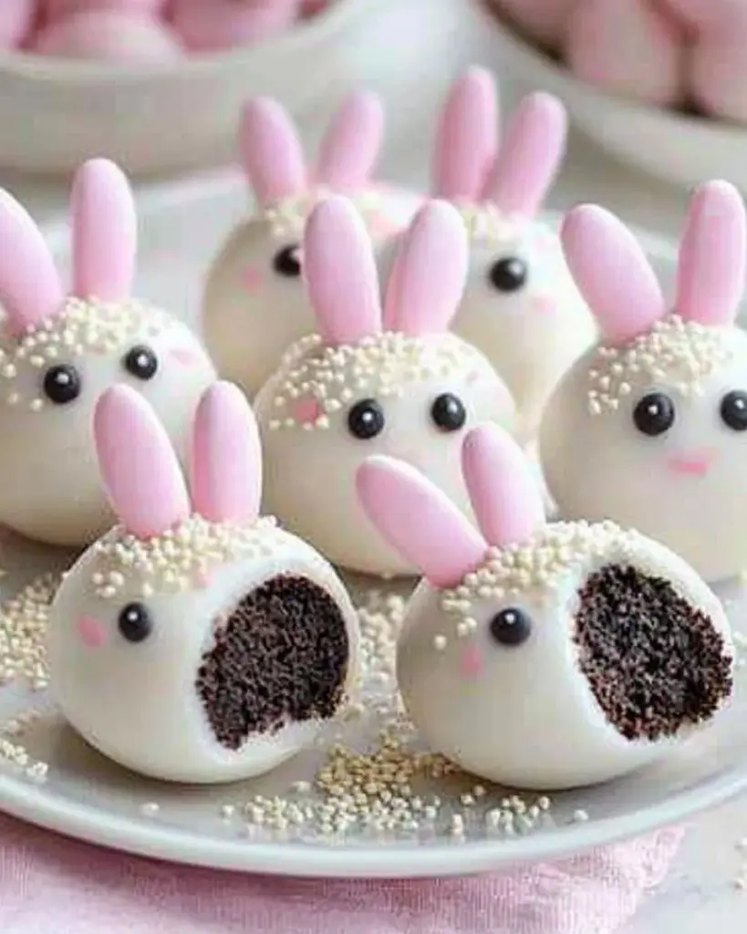 Bunny Oreo Balls decorated for Easter treats