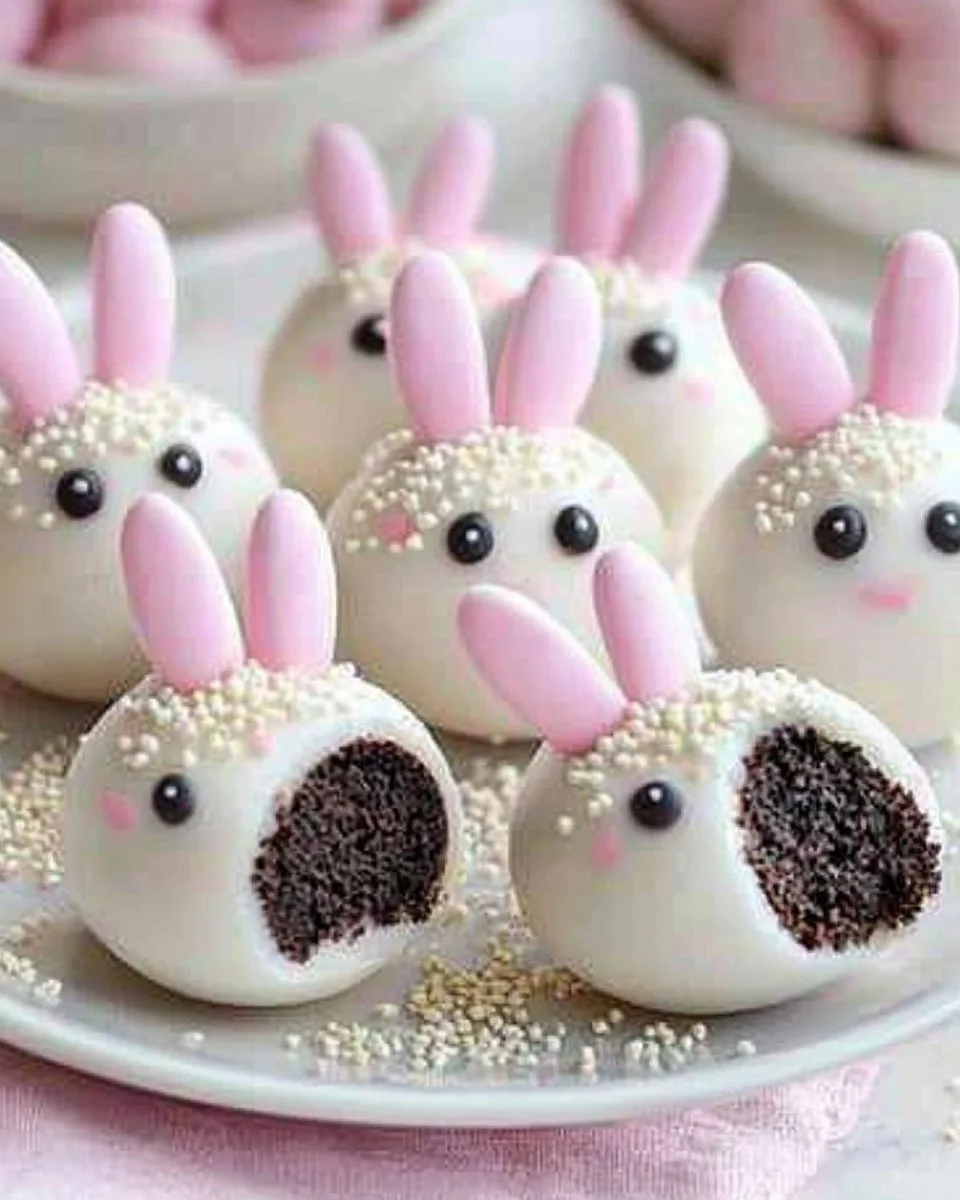 Bunny Oreo Balls decorated for Easter treats