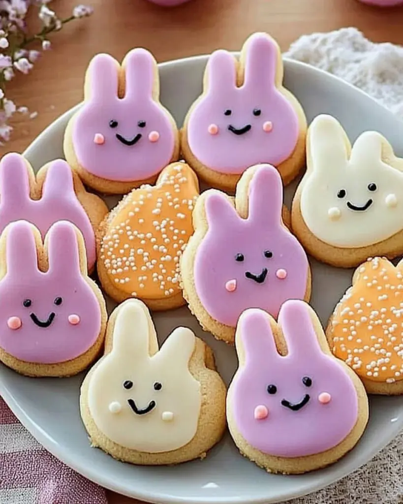 Decorated Buttercream Bunny Cookies for Easter
