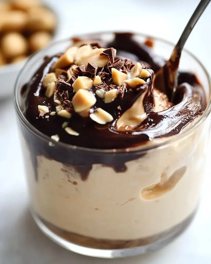 Delicious Cottage Cheese Peanut Butter Mousse dessert in a bowl