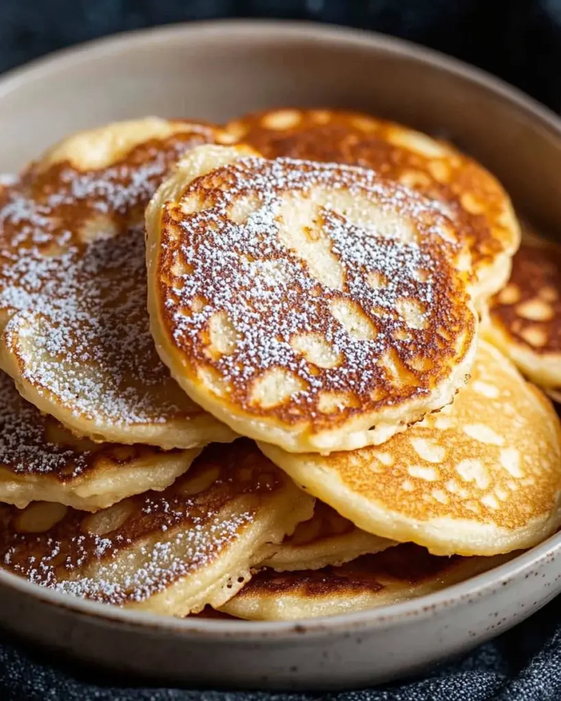 Cozy cottage cheese pancakes, fluffy and egg-free, served on a plate.