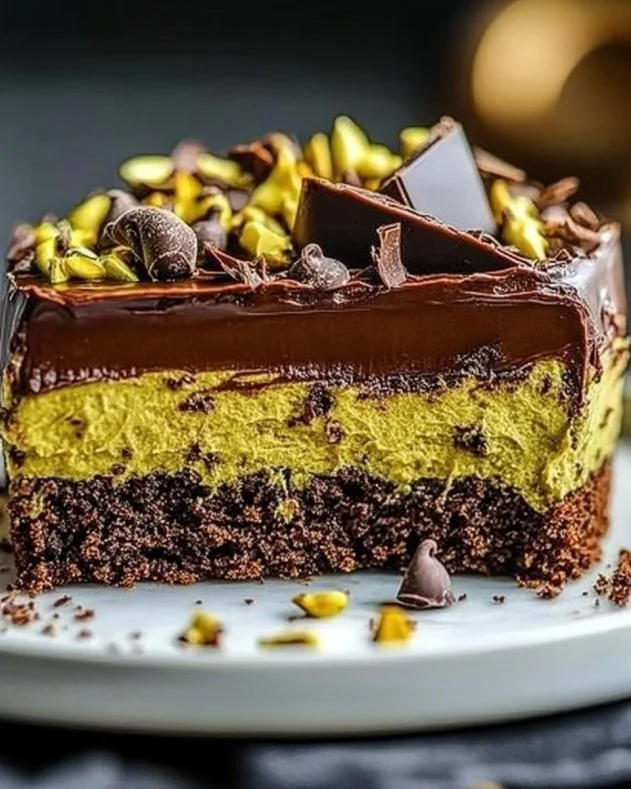 Decadent Dubai chocolate birthday cake with rich chocolate filling