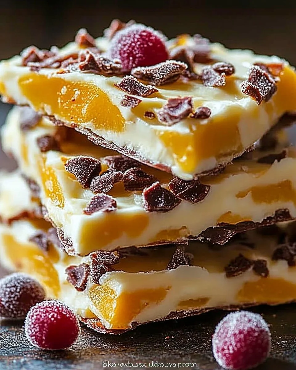 High Protein Frozen Mango Greek Yogurt Bark