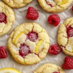 Lemon Raspberry Cookies with a vibrant lemon glaze and fresh raspberries