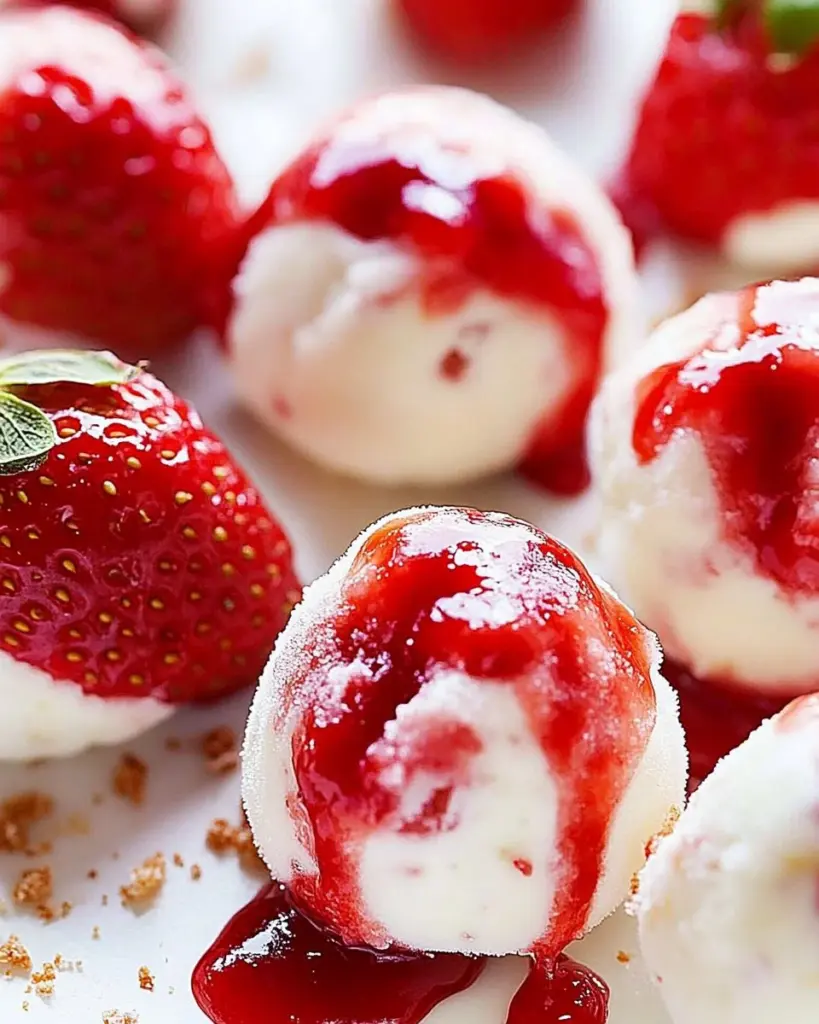 Healthy strawberry frozen yogurt bites perfect for a refreshing snack.