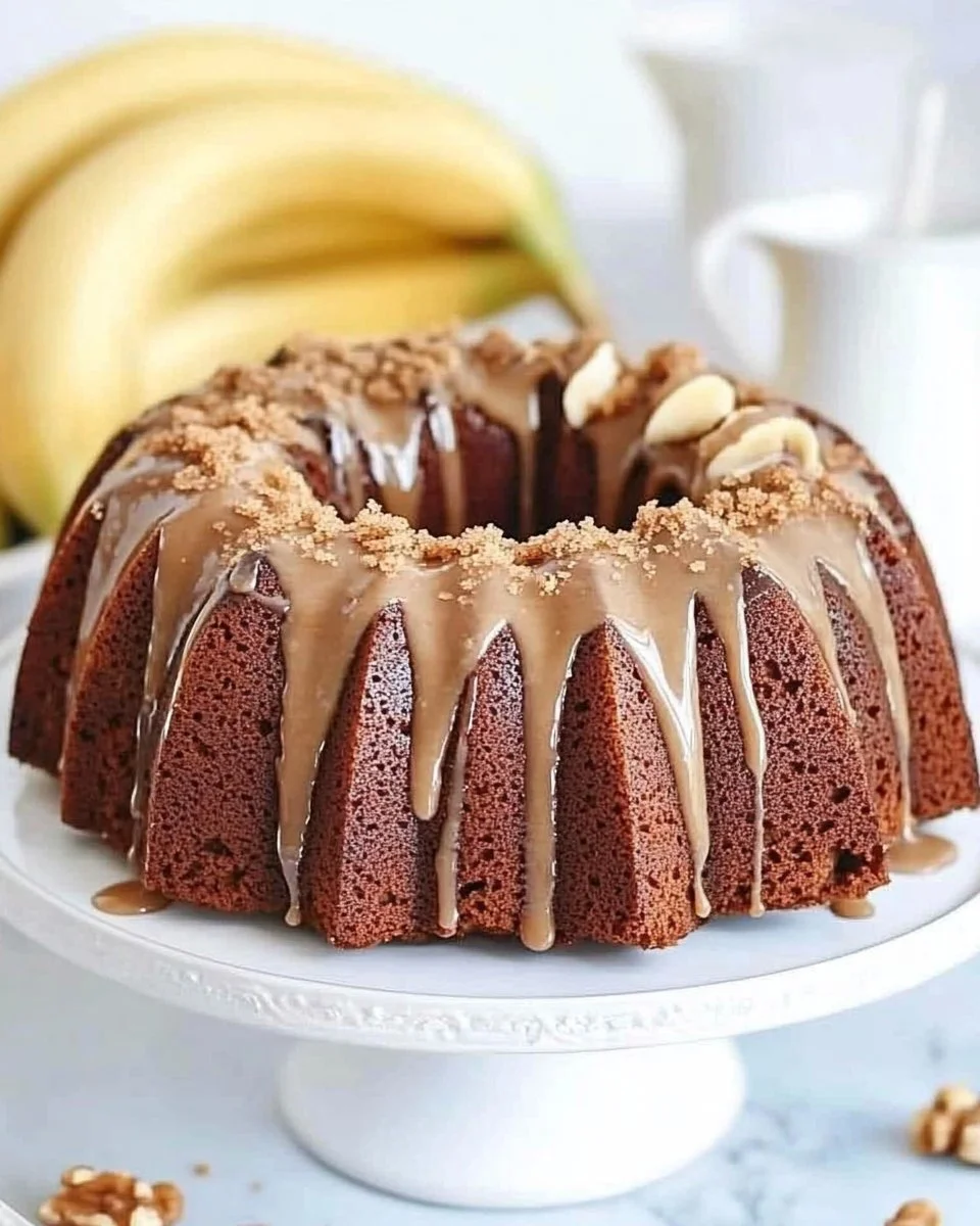 Banana Bundt Cake with Brown Sugar Glaze