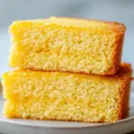 Delicious slice of moist and buttery yellow cake on a plate
