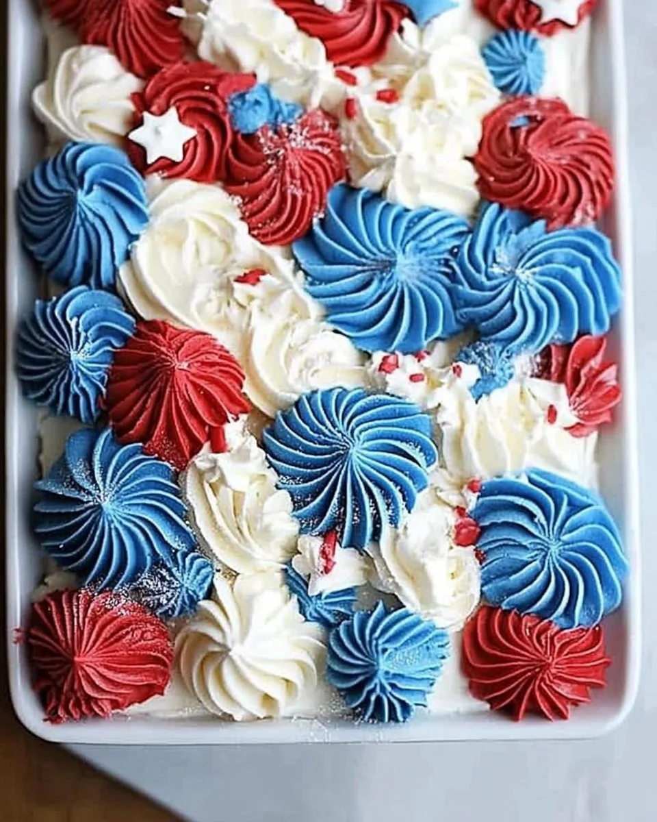 Red White and Blue Frosted Vanilla Cake vanilla cake Red White and Blue Frosted Vanilla Cake