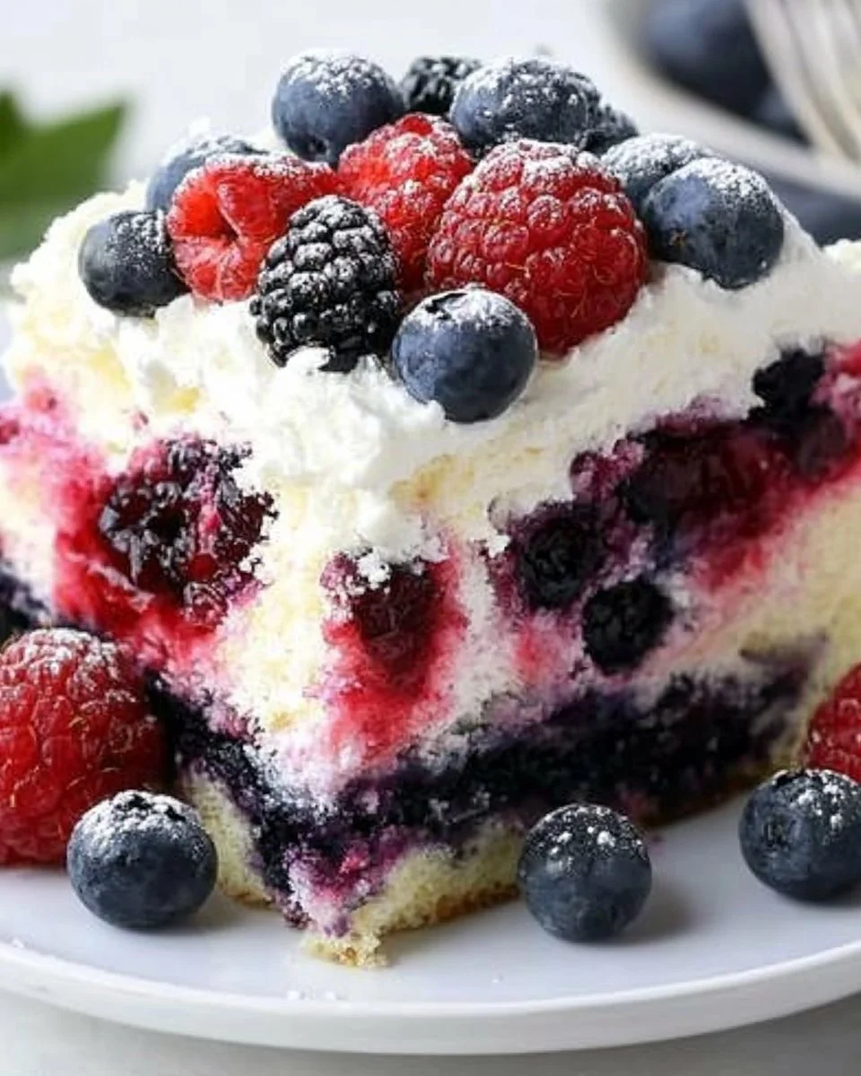 Summer Berry Poke Cake