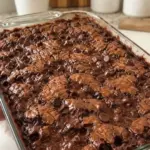 Delicious chocolate brownie pudding cake served on a plate with chocolate sauce