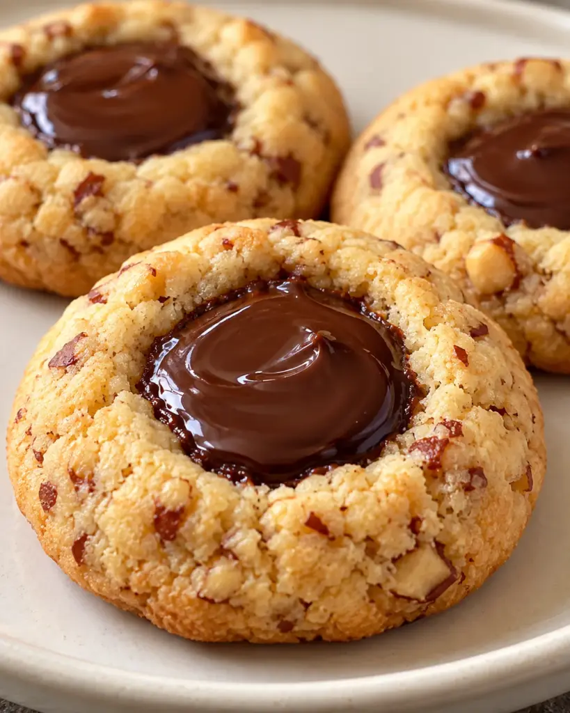 Golden butter-and-hazelnut thumbprint cookies with glossy chocolate ganache centers
